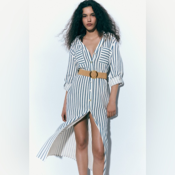 Zara Linen blend belted dress - Picture 2 of 9